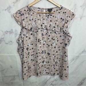 WORTHINGTON Light Ruffle Floral Chiffon Blouse - C4